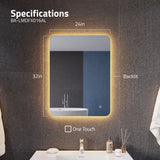 ANZZI BA-LMDFX016AL 32-in. x 24-in. LED Back Lighting Bathroom Mirror with Defogger