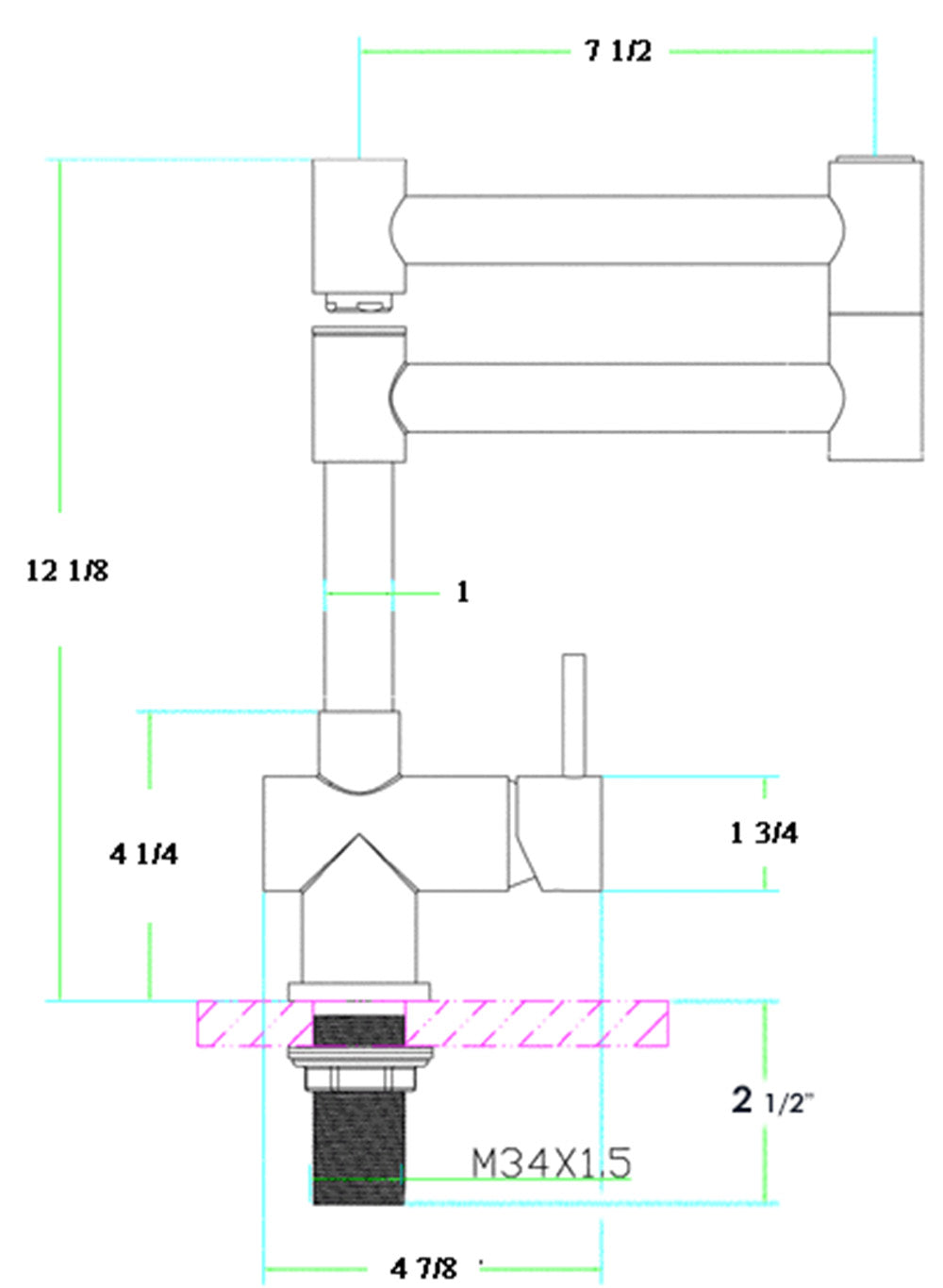 ALFI brand AB2038-PSS Solid Polished Stainless Steel Retractable Single Hole Kitchen Faucet