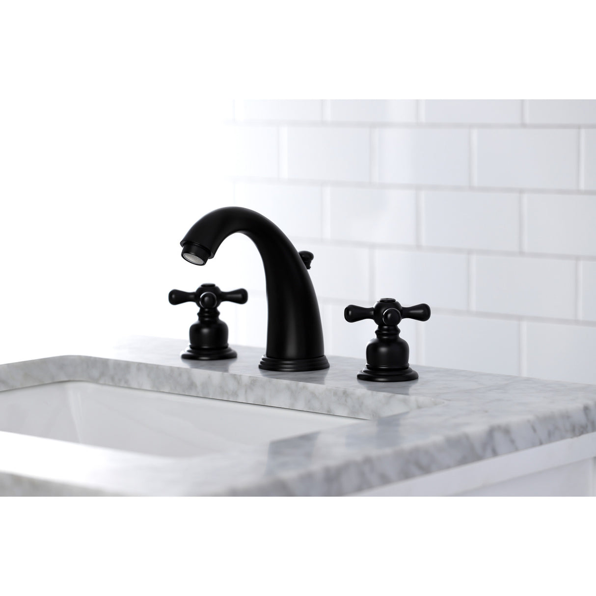 Kingston Brass KB980AX Victorian 2-Handle 8 in. Widespread Bathroom Faucet, Matte Black