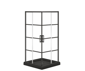 MAAX 107482-972-340-000 Scarlet 36 x 36 Acrylic Corner Drain Shower Kit in Black with Shaker Glass in Matte Black
