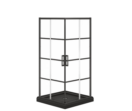 MAAX 107482-972-340-000 Scarlet 36 x 36 Acrylic Corner Drain Shower Kit in Black with Shaker Glass in Matte Black