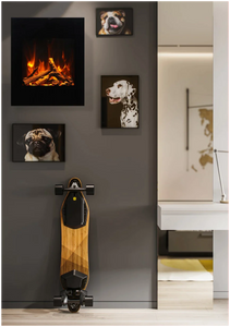 Amantii WM-BI-2428-VLR-BG Wall Mount or Built In Smart Electric, WiFi Enabled Fireplace, includes a Black Glass Surround, MultiFunction Remote Control and Multi Speed Flame Motor, and 7 Piece Oak Log Set and Sable Glass