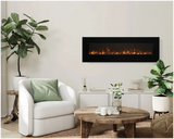 Amantii WM-FM-88-10023-BG Wall Mount/ Flush Mount Smart Electric  88" Indoor / Outdoor WiFi Enabled Fireplace , Featuring a MultiFunction Remote Control , Multi Speed Flame Motor