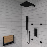 Matte Black Stainless Steel 16" Square Ultra-Thin Rain Shower Head