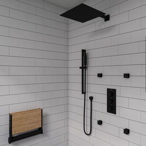 Matte Black Stainless Steel 16" Square Ultra-Thin Rain Shower Head