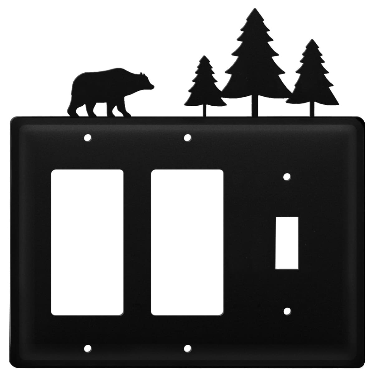 Triple Bear & Pine Trees Double GFI and Single Switch Cover CUSTOM Product