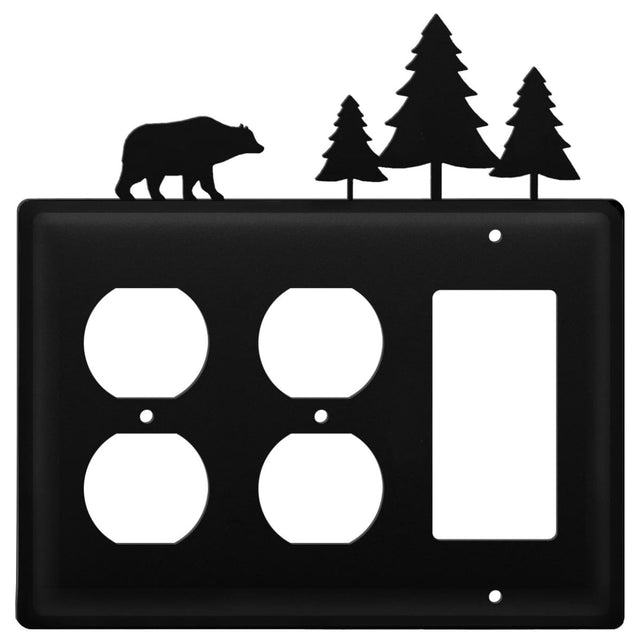 Triple Bear & Pine Trees Double Outlet and Single GFI Cover CUSTOM Product