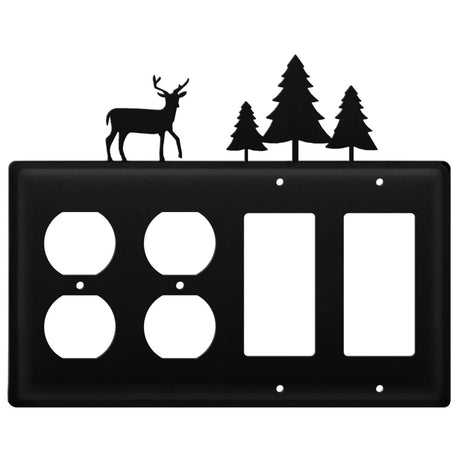 Quad Deer & Pine Trees Double Outlet and Double GFI Cover CUSTOM Product