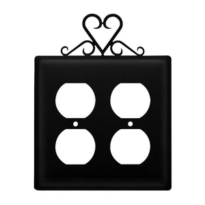 Double Heart Double Outlet Cover