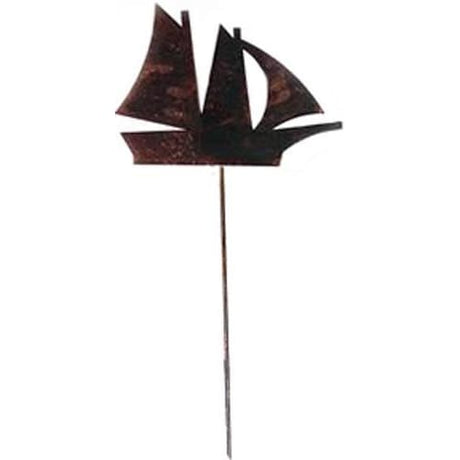 Sail Boat Rusted Garden Stake