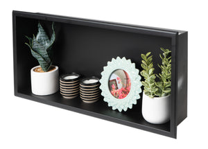 ALFI brand 24 x 12 Black Matte Stainless Steel Horizontal Single Shelf Bath Shower Niche