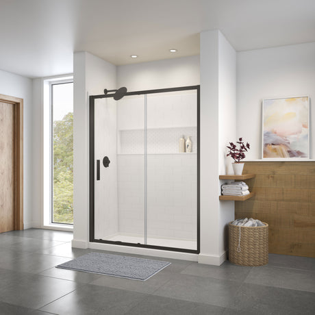 MAAX 135243-900-340-000 Connect 55 ½-57 x 72 in. 6mm Sliding Shower Door for Alcove Installation with Clear glass in Matte Black
