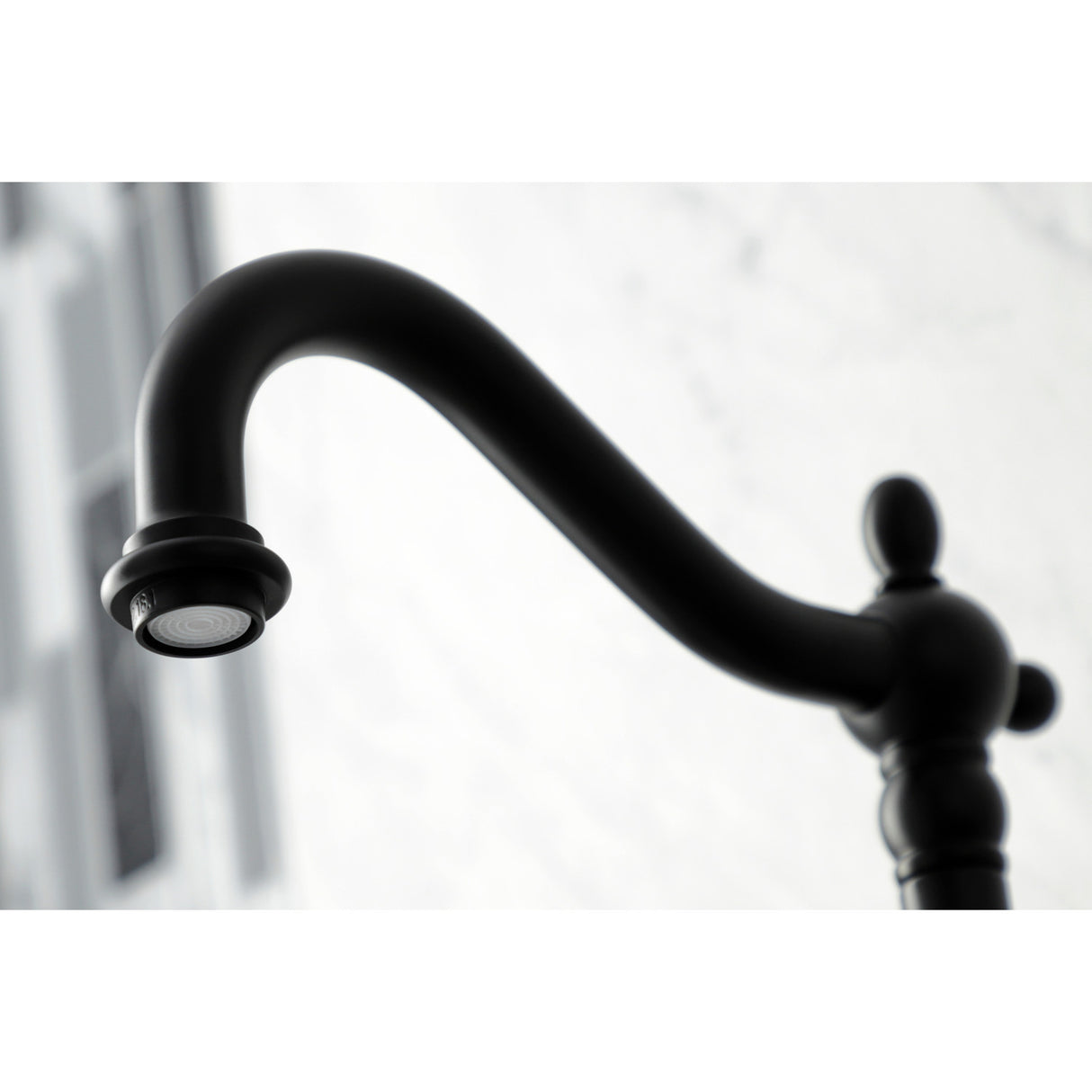 Kingston Brass KS1260AXBS Heritage Wall Mount Bridge Kitchen Faucet with Brass Sprayer, Matte Black