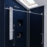 ANZZI MNSD-AZ13-02CH Padrona Series 60 in. by 76 in. Frameless Sliding Shower Door in Chrome with Handle