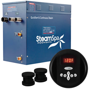 SteamSpa Oasis 10.5 KW QuickStart Acu-Steam Bath Generator Package in Matte Black OA1050MK
