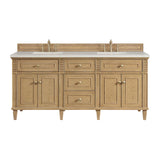 Lorelai 72" Double Vanity, Light Natural Oak, w/ 3 CM Siberian Silestone Top w/FreePower Wireless Charger