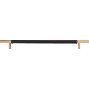 Atlas Homewares Zanzibar Black Leather Pull 11 5/16 Inch (c-c) Warm Brass