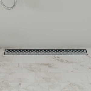 ALFI brand ABLD36C 36" Modern Stainless Steel Linear Shower Drain with Groove Holes