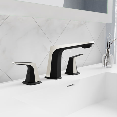 ANZZI L-AZ905MB-BN 2-Handle 3-Hole 8 in. Widespread Bathroom Faucet With Pop-up Drain in Matte Black & Brushed Nickel