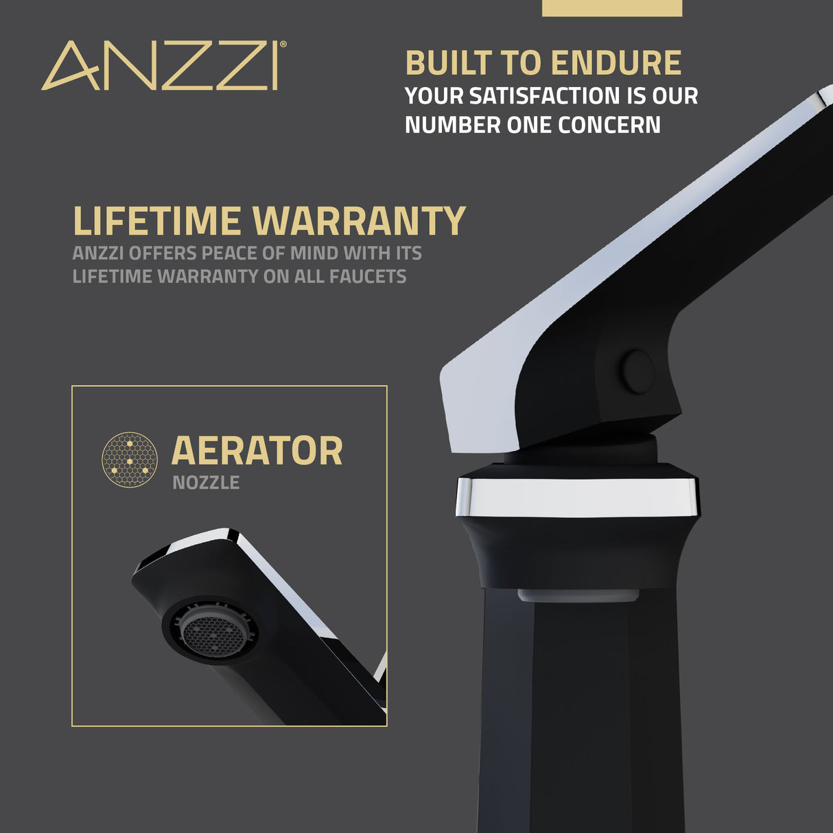 ANZZI L-AZ903MB-CH Single Handle Single Hole Bathroom Faucet With Pop-up Drain in Matte Black & Chrome