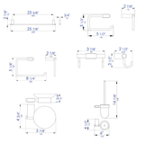 ALFI brand AB9515-PC Polished Chrome 6 Piece Matching Bathroom Accessory Set