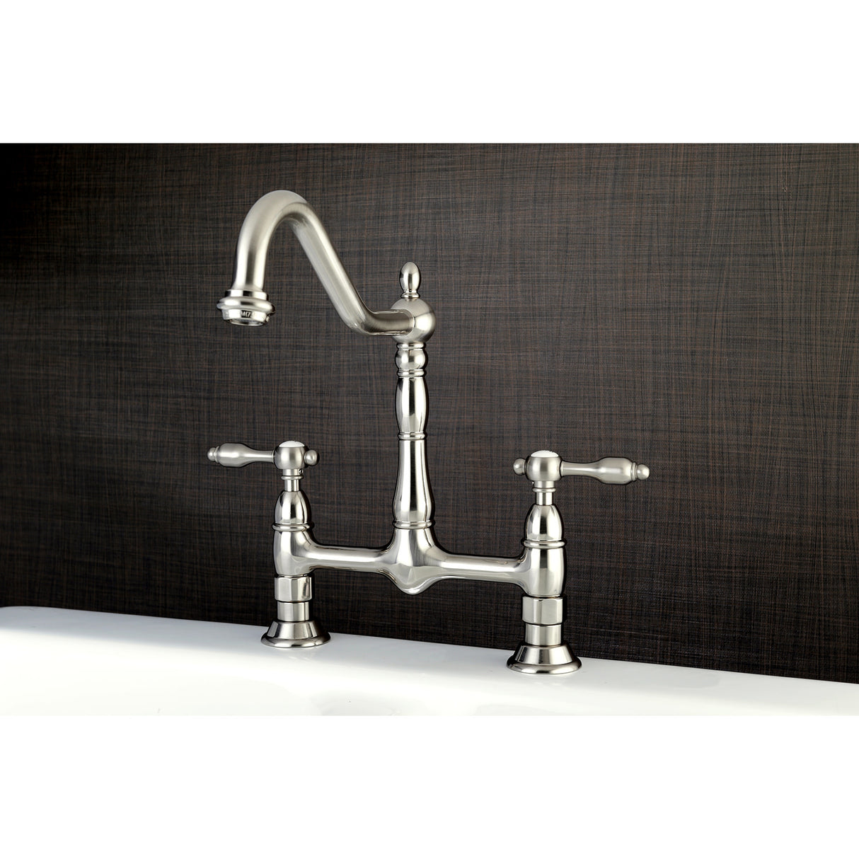 Kingston Brass KS1178TAL Tudor Bridge Kitchen Faucet, Brushed Nickel