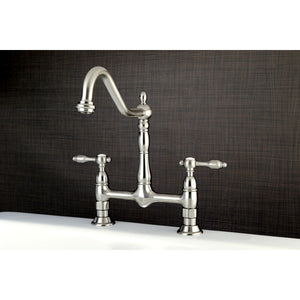 Kingston Brass KS1178TAL Tudor Bridge Kitchen Faucet, Brushed Nickel