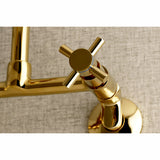 Kingston Brass Concord 8-Inch Adjustable Center Wall Mount Kitchen Faucet, Polished Brass