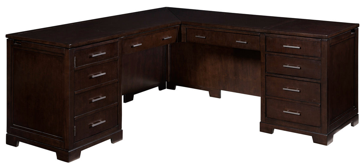 Hekman 79187 Mocha 72in. x 72in. x 30.5in. Executive L-shape Desk