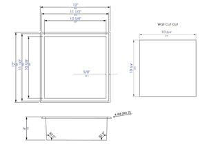ALFI brand 12 x 12 Brushed Stainless Steel Square Single Shelf Bath Shower Niche