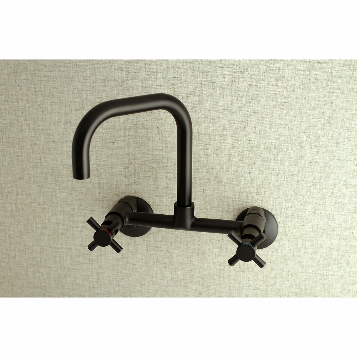 Kingston Brass Concord 8-Inch Adjustable Center Wall Mount Kitchen Faucet, Matte Black