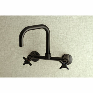 Kingston Brass Concord 8-Inch Adjustable Center Wall Mount Kitchen Faucet, Matte Black