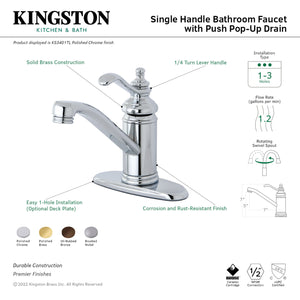 Kingston Brass KS3402TL Templeton 4" Single Handle Bathroom Faucet, Polished Brass