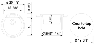 ALFI brand AB2020DI-C Chocolate 20" Drop-In Round Granite Composite Kitchen Prep Sink