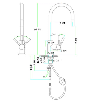 ALFI brand AB2028-PSS Solid Polished Stainless Steel Single Hole Pull Down Kitchen Faucet