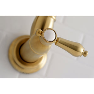 Kingston Brass KS3107BAL Heirloom Wall Mount Pot Filler Kitchen Faucet, Brushed Brass