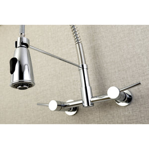 Gourmetier GS8281DL Concord 2-Handle Wall Mount Pull-Down Kitchen Faucet, Polished Chrome