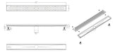 32" Black Matte Stainless Steel Linear Shower Drain with Groove Holes