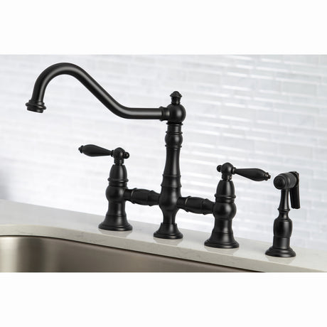 Kingston Brass KS3270ALBS Kitchen Faucet with Side Sprayer, Matte Black