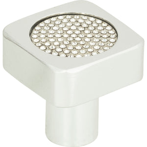 Atlas Homewares Crystal Square Inset Knob 1 Inch Matte Chrome