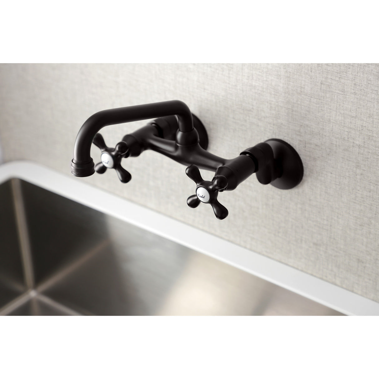 Kingston Brass KS213ORB Kingston Two Handle Wall Mount Kitchen Faucet, Oil Rubbed Bronze