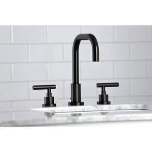 Kingston Brass FSC8930CML Manhattan Widespread Bathroom Faucet with Brass Pop-Up, Matte Black