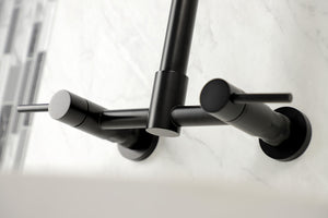Gourmetier GS8180DL Concord 2-Handle Wall Mount Pull-Down Kitchen Faucet, Matte Black