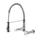 Gourmetier GS1241PX Heritage Two-Handle Wall-Mount Pull-Down Sprayer Kitchen Faucet, Polished Chrome