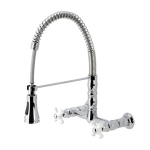 Gourmetier GS1241PX Heritage Two-Handle Wall-Mount Pull-Down Sprayer Kitchen Faucet, Polished Chrome