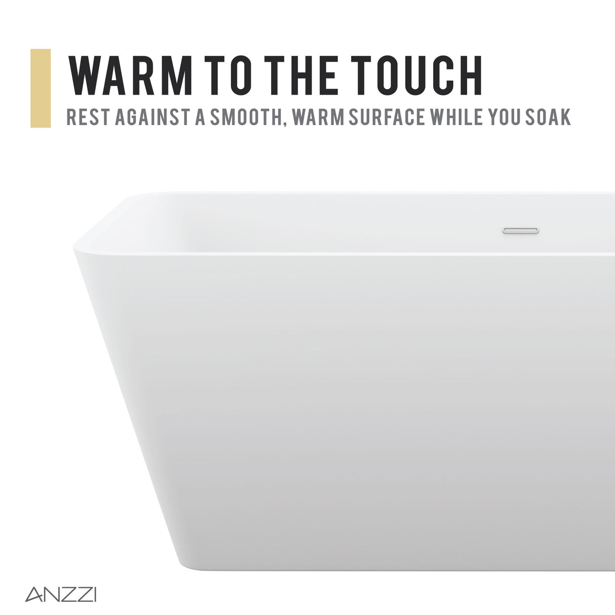 ANZZI FT-AZ501 Cenere 4.9 ft. Man-Made Stone Center Drain Freestanding Bathtub in Matte White