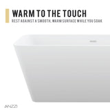 ANZZI FT-AZ501 Cenere 4.9 ft. Man-Made Stone Center Drain Freestanding Bathtub in Matte White