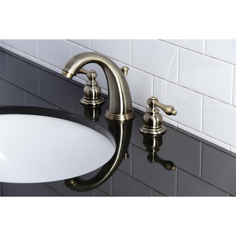 Kingston Brass KB983ALAB Victorian 2-Handle 8 in. Widespread Bathroom Faucet, Antique Brass
