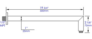 Brushed Nickel 20" Square Wall Shower Arm