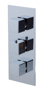 ALFI brand AB2801-PC Polished Chrome Concealed 3-Way Thermostatic Valve Shower Mixer Square Knobs